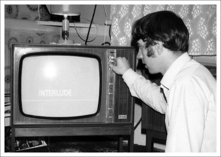 John with our first colour TV - 1974